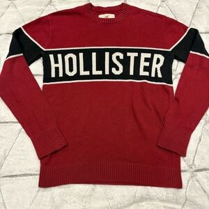 Hollister California Red Black Spell Out Knitted Crew Neck Sweater Sz Sm Y2K